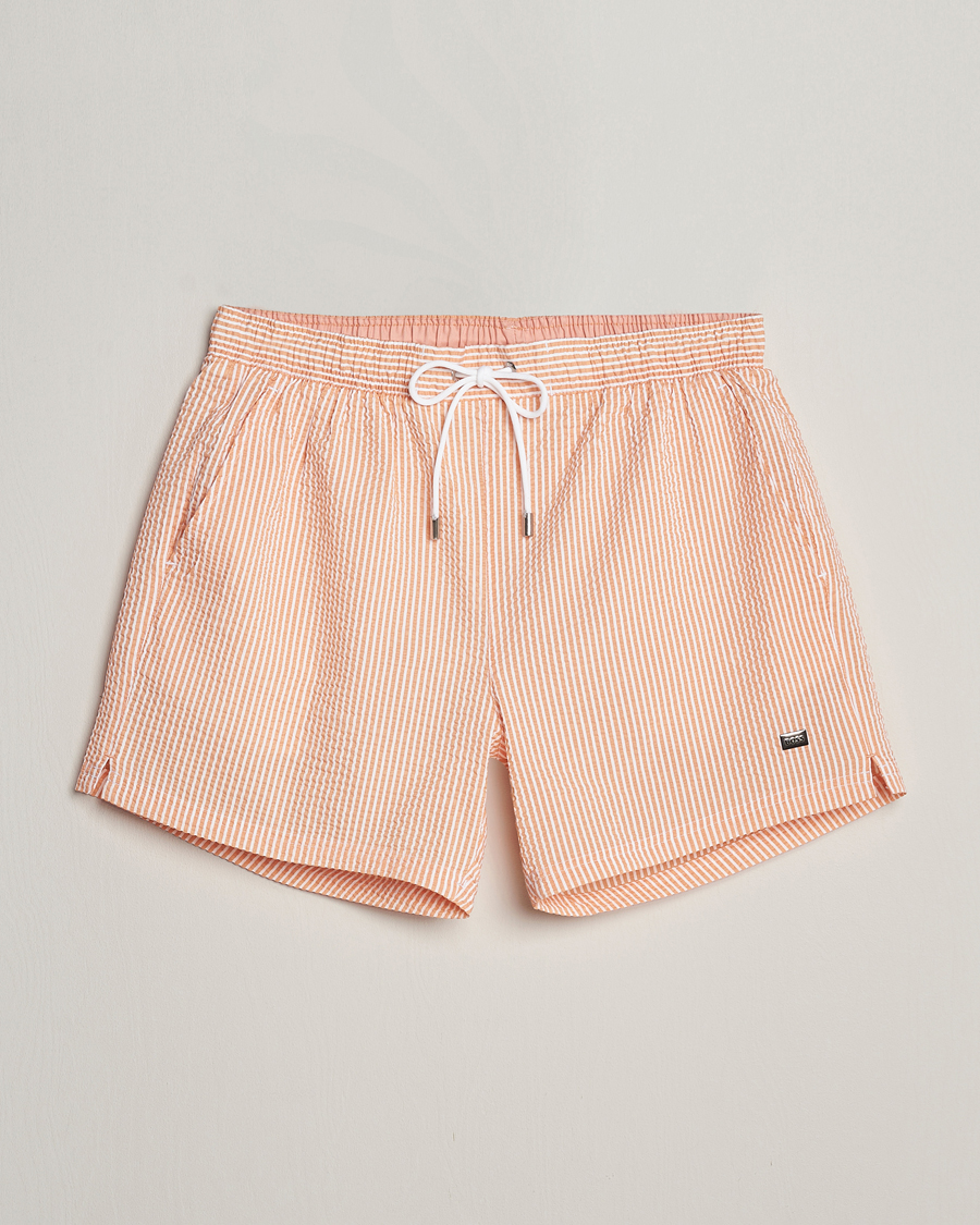 Herr | Badbyxor | BOSS BLACK | Velvetfish Seersucker Swimshorts Orange