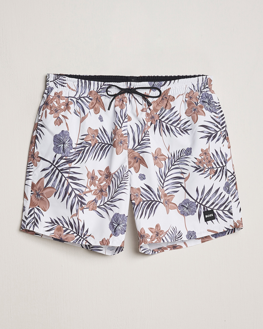 Herr | Badbyxor | BOSS BLACK | Piranha Swimshorts White