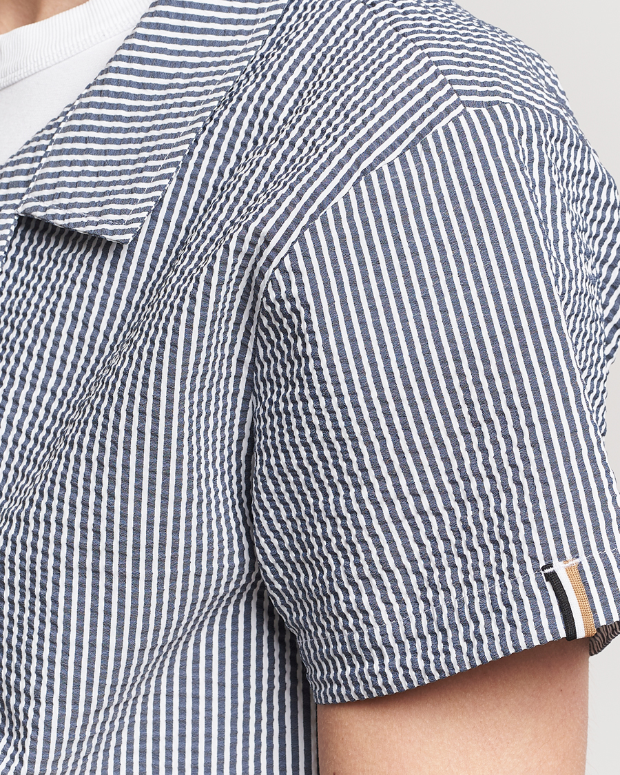 Herr | Skjortor | BOSS BLACK | Short Sleeve Open Collar Shirt Navy