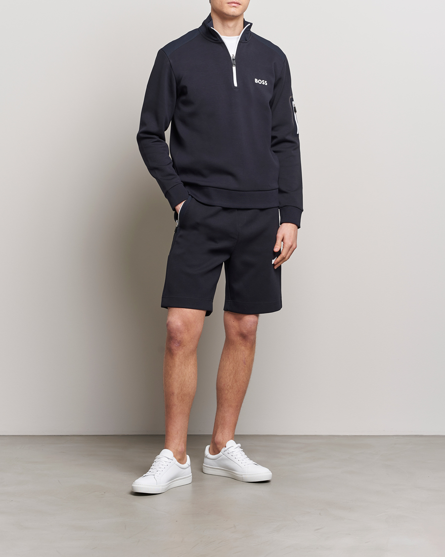 Herr | Tröjor | BOSS GREEN | Half Zip Sweatshirt Dark Blue