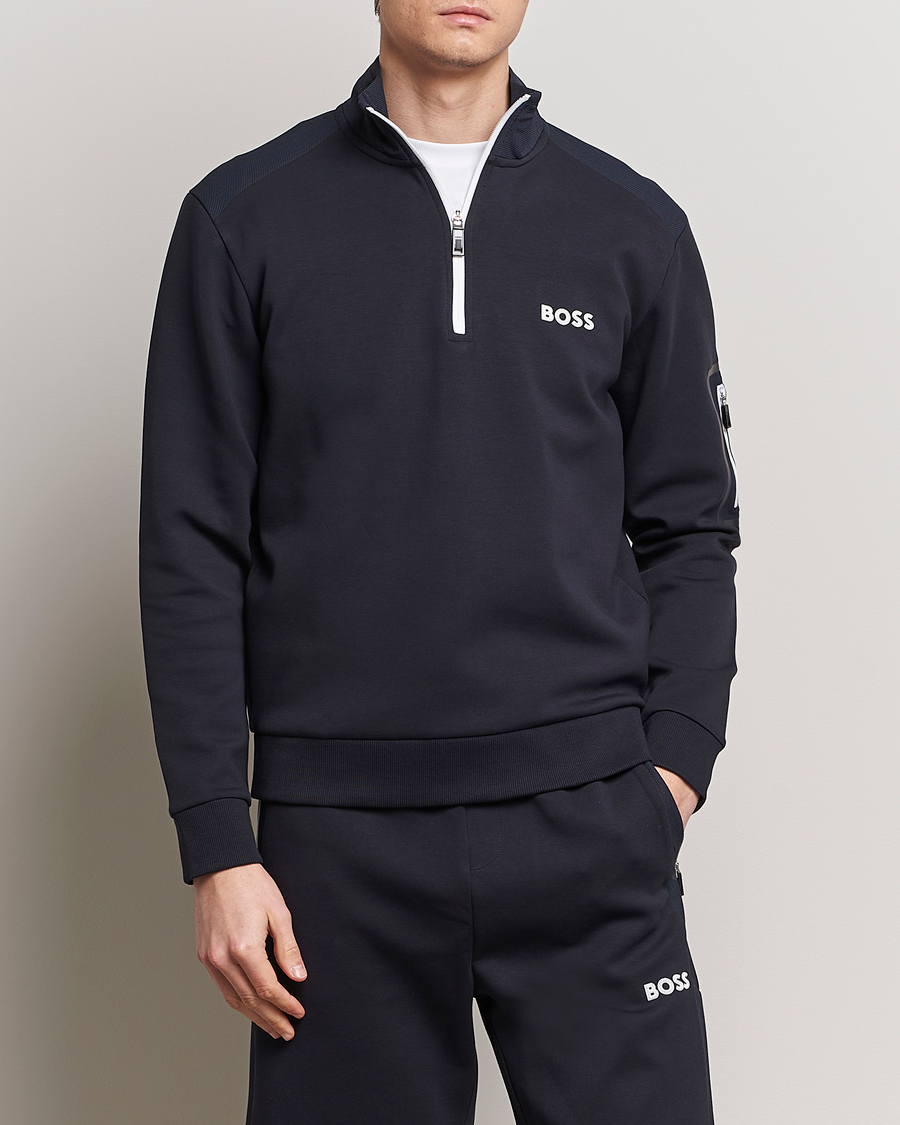 Herr | Rea kläder | BOSS GREEN | Half Zip Sweatshirt Dark Blue