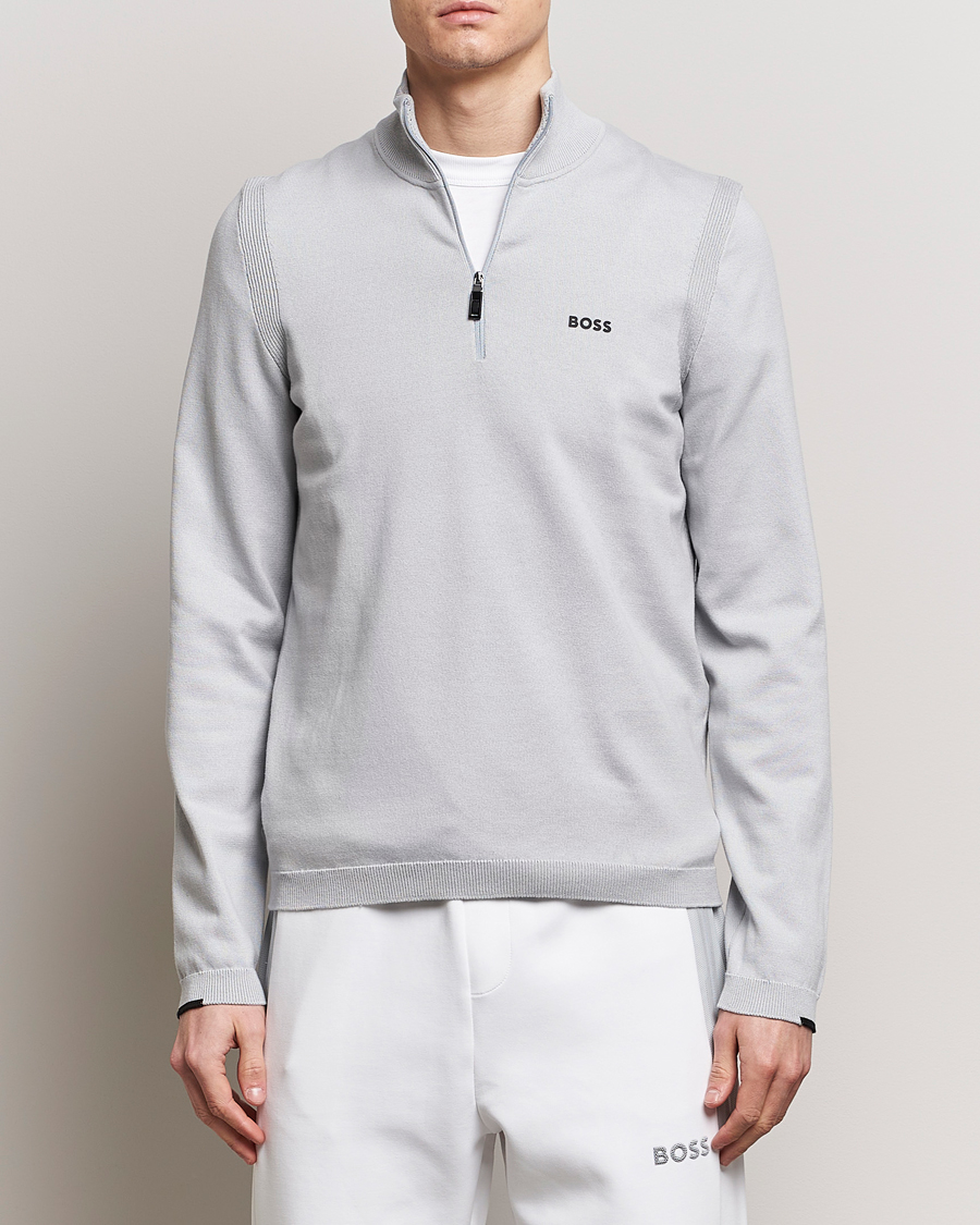 Herr | Rea kläder | BOSS GREEN | Ever Knitted Half Zip Light Grey