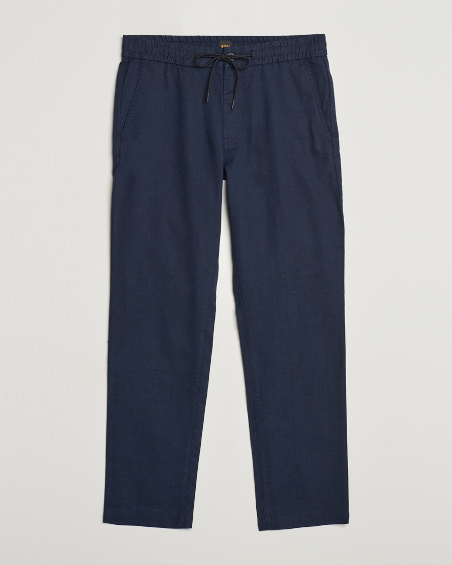 Herr | Byxor | BOSS ORANGE | Sanderson Linen Pants Dark Blue