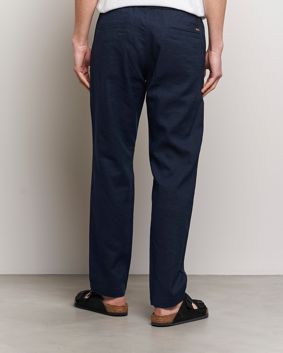 Herr | Byxor | BOSS ORANGE | Sanderson Linen Pants Dark Blue
