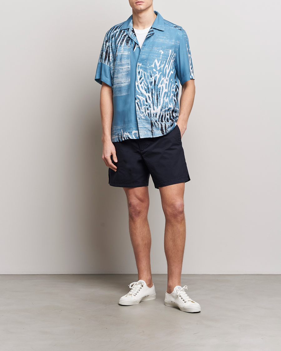 Herr | Skjortor | BOSS ORANGE | Rayer Short Sleeve Printed Shirt Open Blue