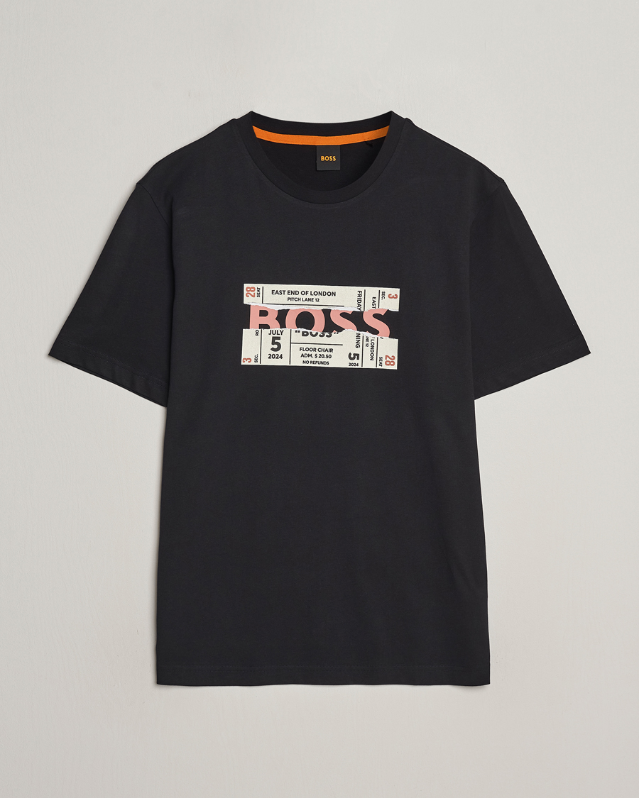 Herr | T-Shirts | BOSS ORANGE | Printed Crew Neck T-Shirt Black