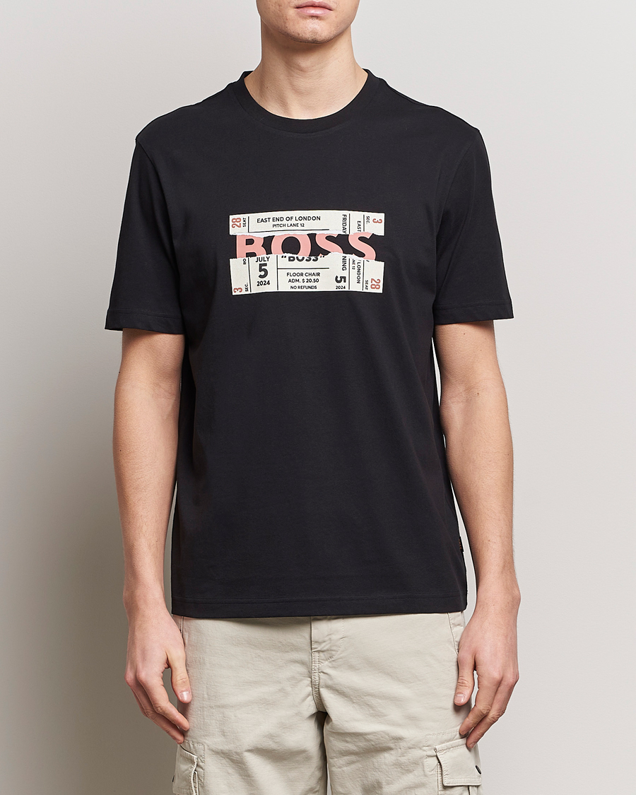 Men | BOSS ORANGE | BOSS ORANGE | Printed Crew Neck T-Shirt Black