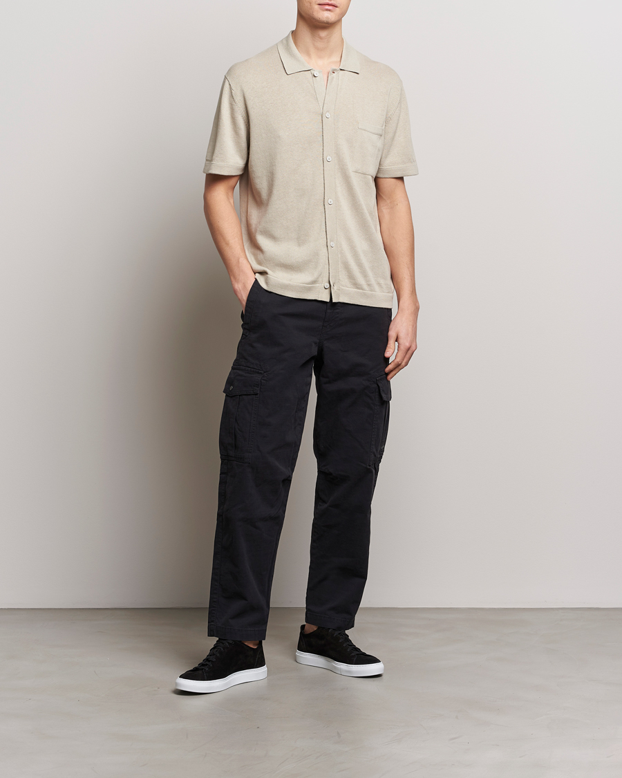 Herr | Skjortor | BOSS ORANGE | Kamiccio Knitted Short Sleeve Shirt Light Beige