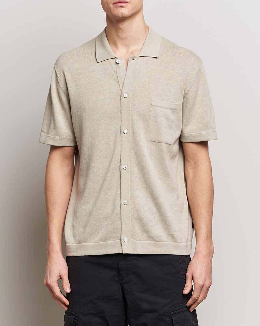 Herr | BOSS | BOSS ORANGE | Kamiccio Knitted Short Sleeve Shirt Light Beige