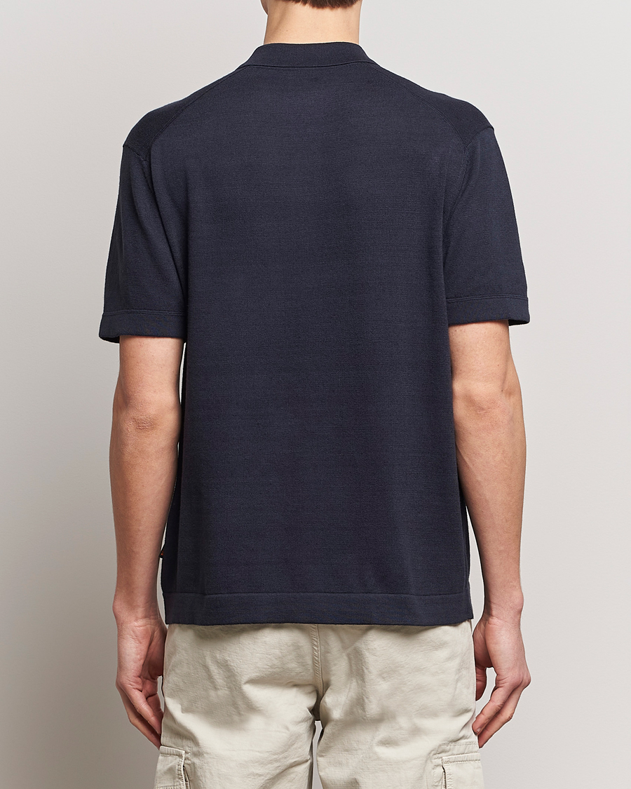 Herr | Skjortor | BOSS ORANGE | Kamiccio Knitted Short Sleeve Shirt Dark Blue