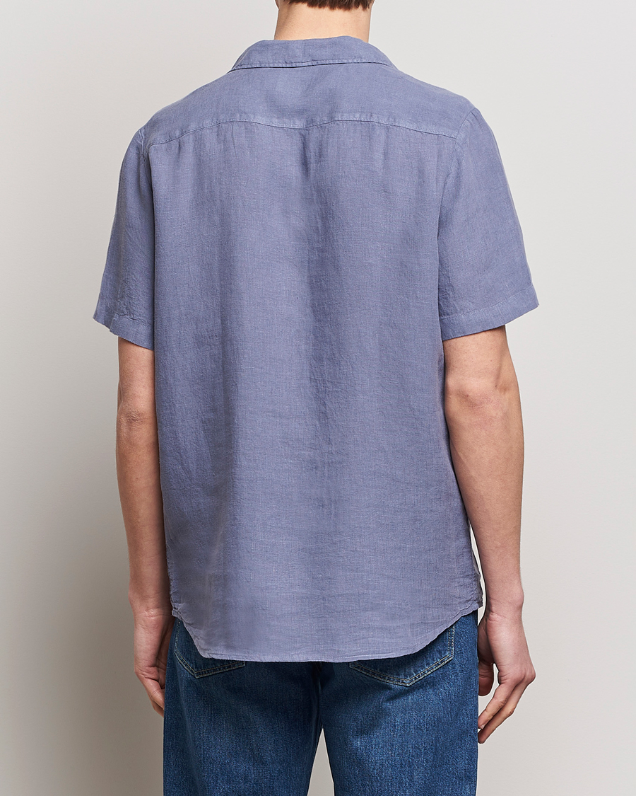 Herr | Skjortor | HUGO | Ellino Short Sleeve Linen Shirt Open Blue