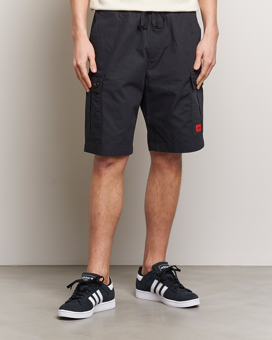 Herr | Mjukisshorts | HUGO | Garlio Cotton Cargo Shorts Black