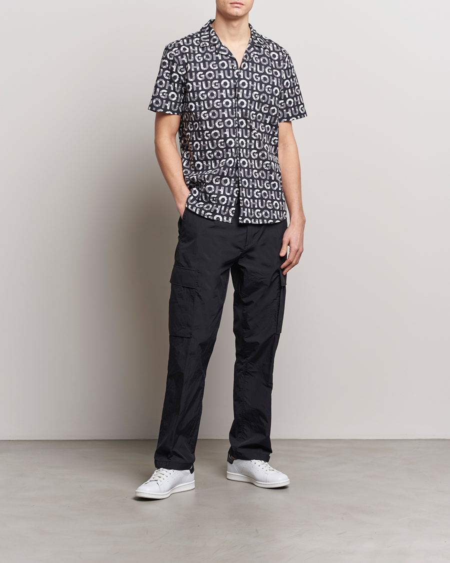Herr | Skjortor | HUGO | Ellino Short Sleeve Cotton Shirt Black/White