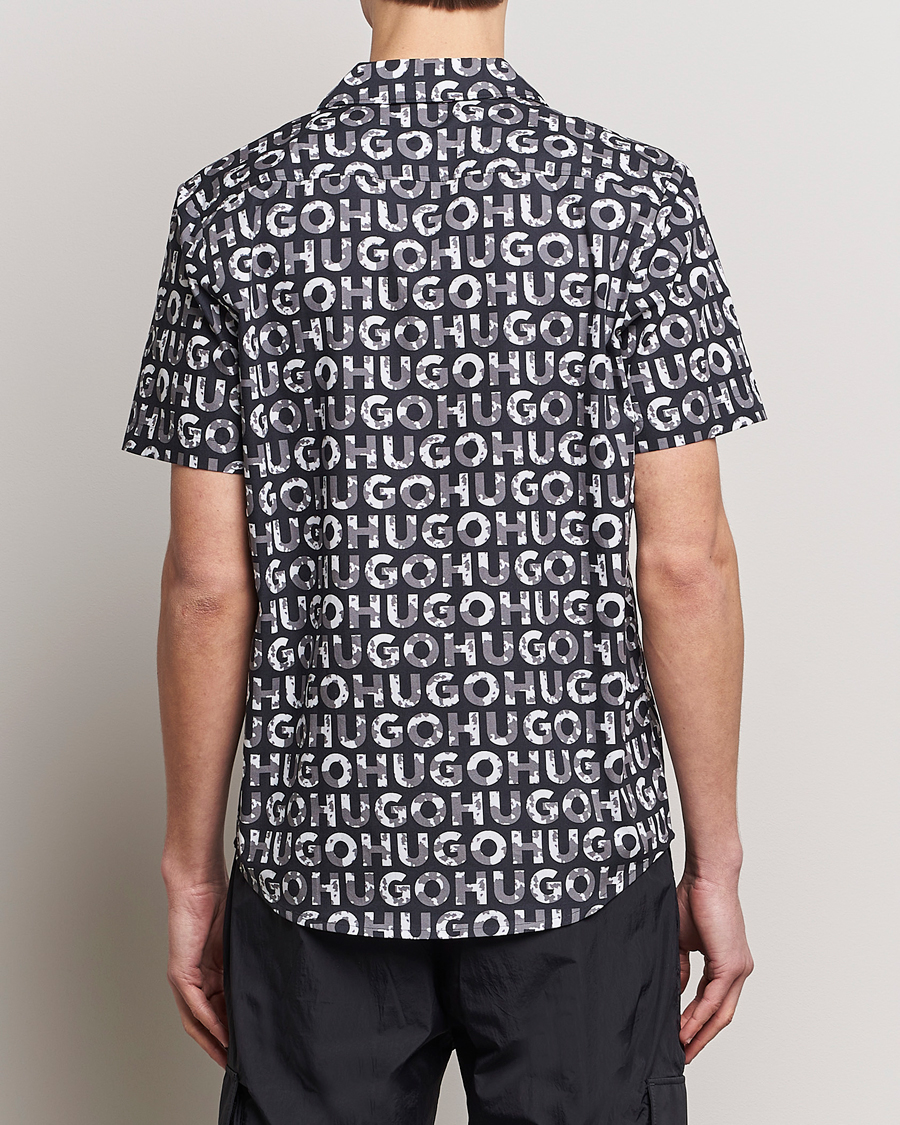 Herr | Skjortor | HUGO | Ellino Short Sleeve Cotton Shirt Black/White