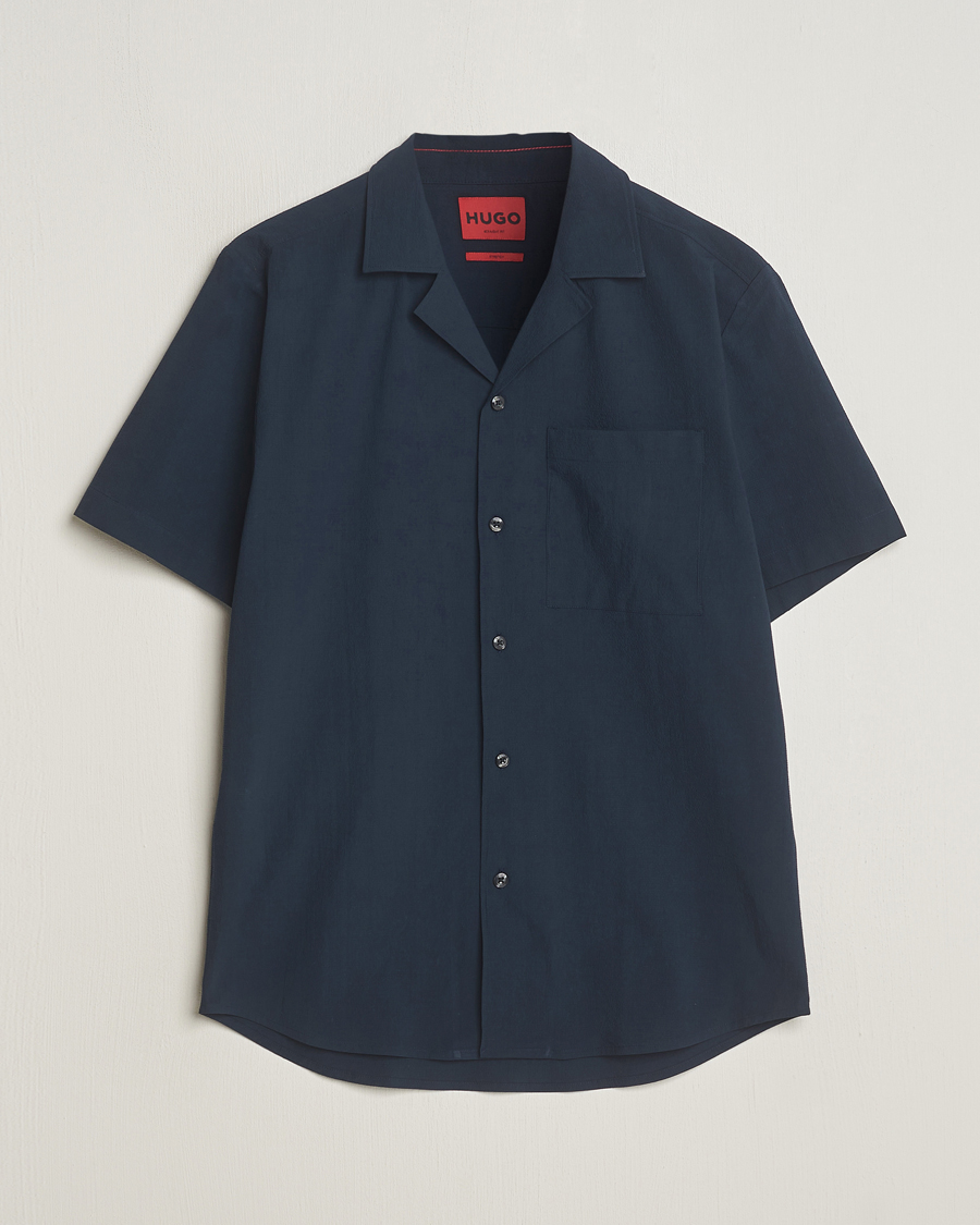Herr | Skjortor | HUGO | Ellino Short Sleeve Shirt Dark Blue