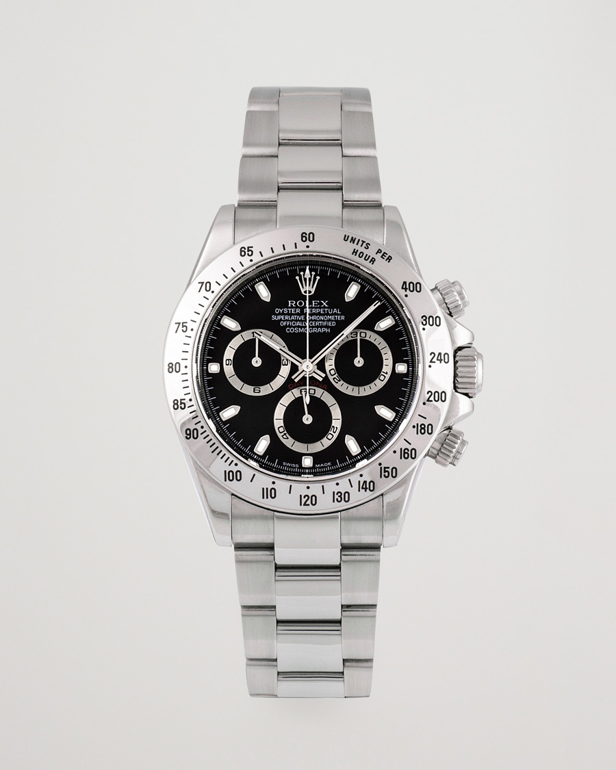 Herr | Rolex Pre-Owned Daytona Black dial Steel 116520 Silver | Rolex Pre-Owned | Daytona Black dial Steel 116520 Silver