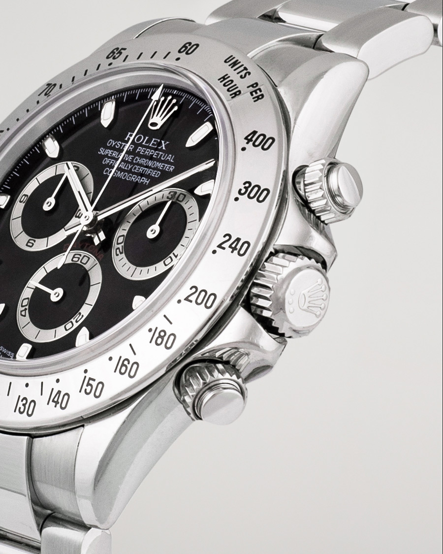 Herr | Rolex Pre-Owned Daytona Black dial Steel 116520 Silver | Rolex Pre-Owned | Daytona Black dial Steel 116520 Silver