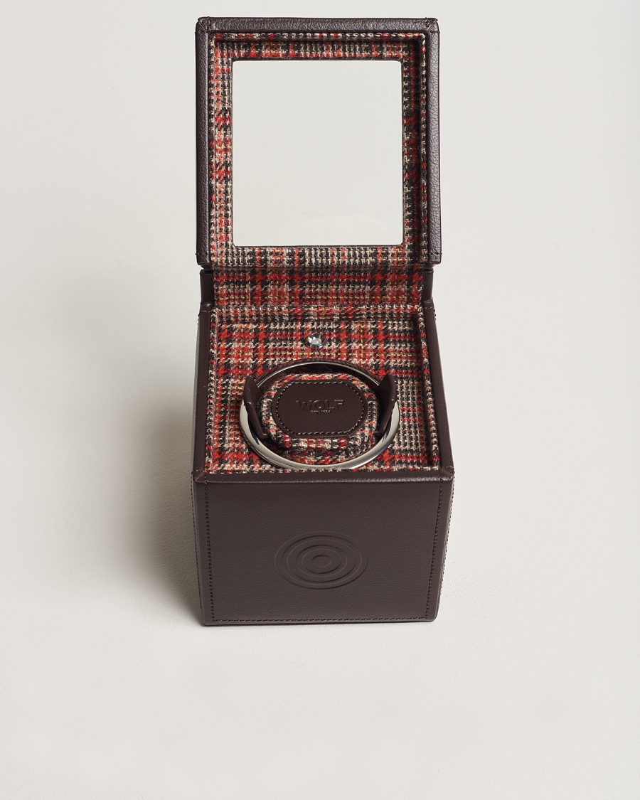 Herr | WOLF | WOLF | WM Brown Single Watch Winder Tweed Brown