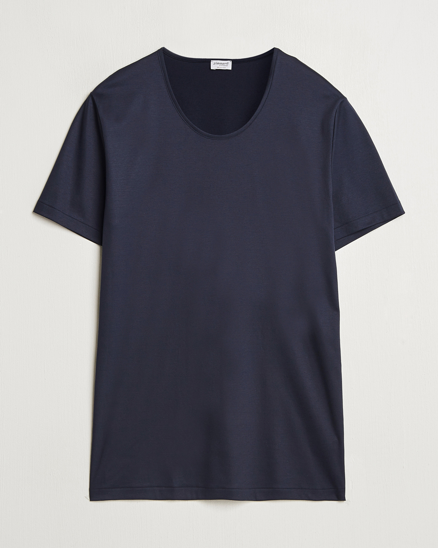 Herr | T-Shirts | Zimmerli of Switzerland | Sea Island Cotton Crew Neck T-shirt Navy