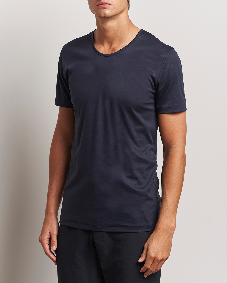 Herr | T-Shirts | Zimmerli of Switzerland | Sea Island Cotton Crew Neck T-shirt Navy