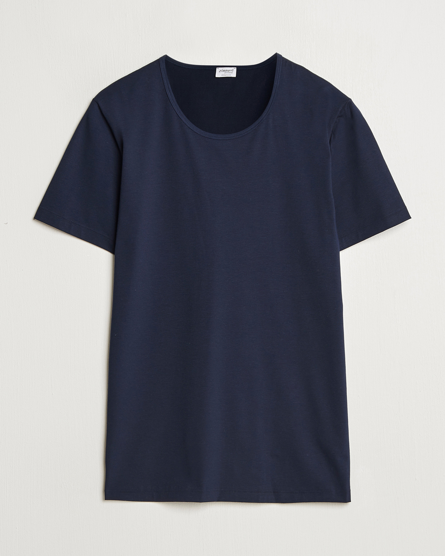 Herr | T-Shirts | Zimmerli of Switzerland | Pure Comfort Crew Neck T-shirt Navy