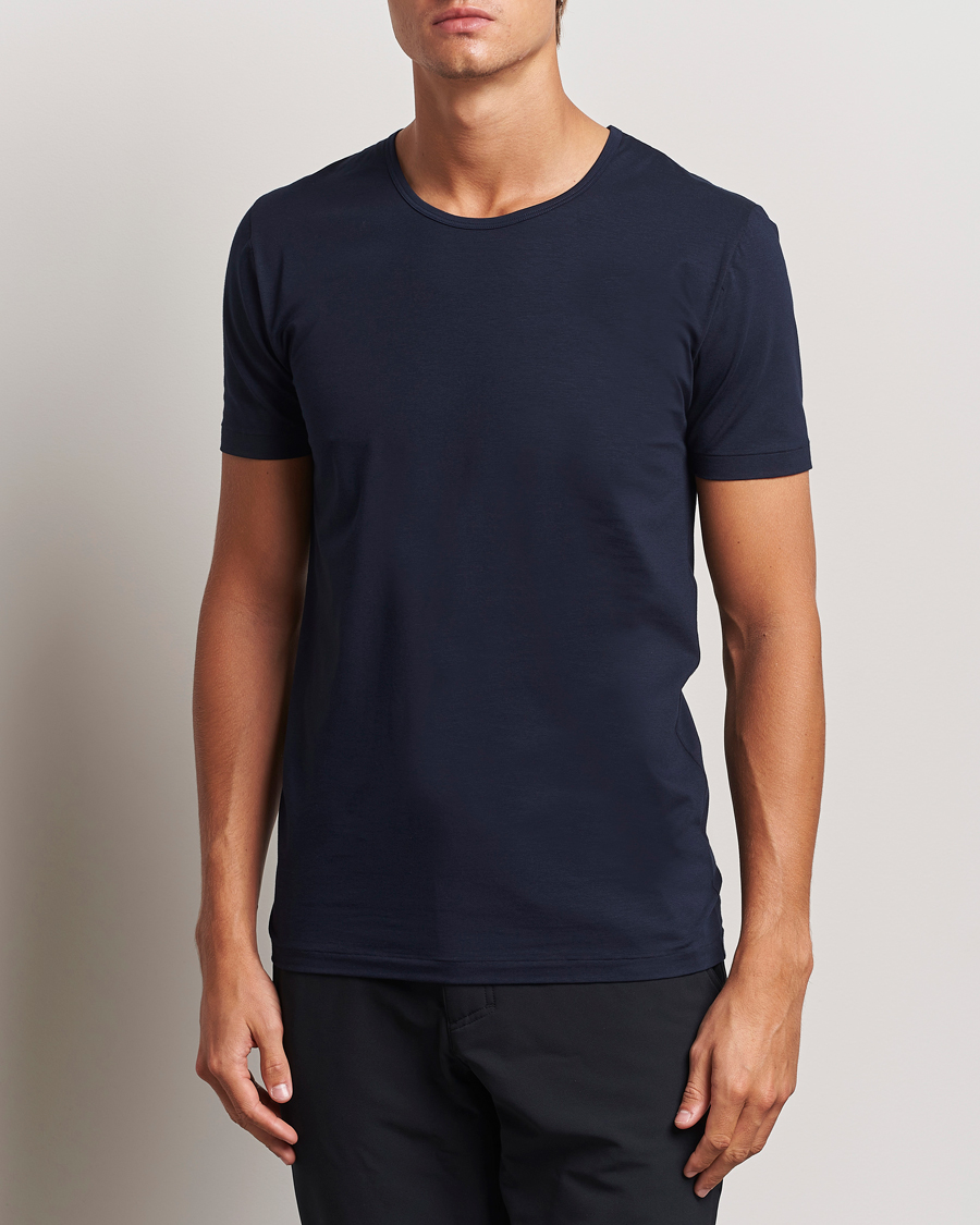 Herr | T-Shirts | Zimmerli of Switzerland | Pure Comfort Crew Neck T-shirt Navy