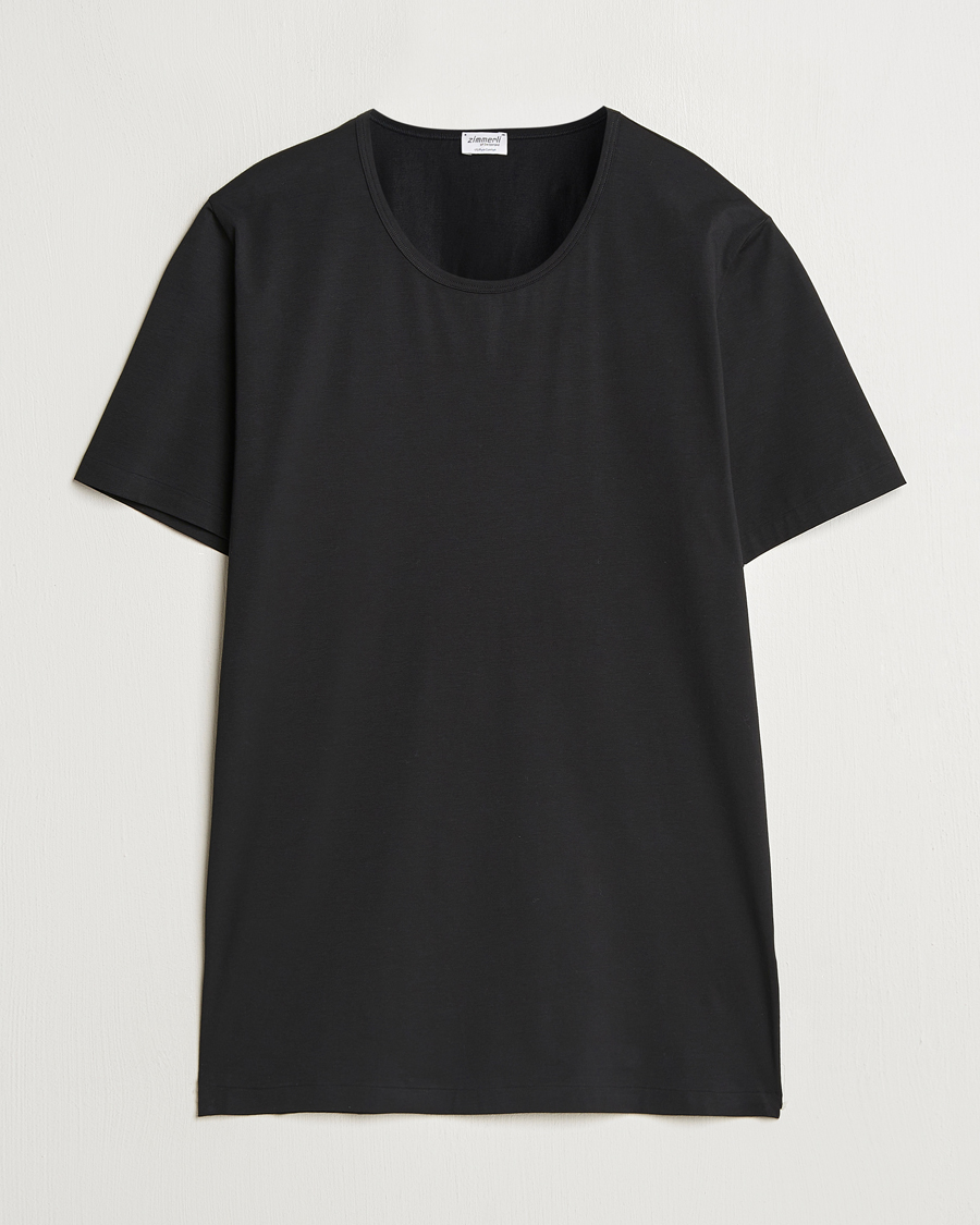 Herr | T-Shirts | Zimmerli of Switzerland | Pure Comfort Crew Neck T-shirt Black