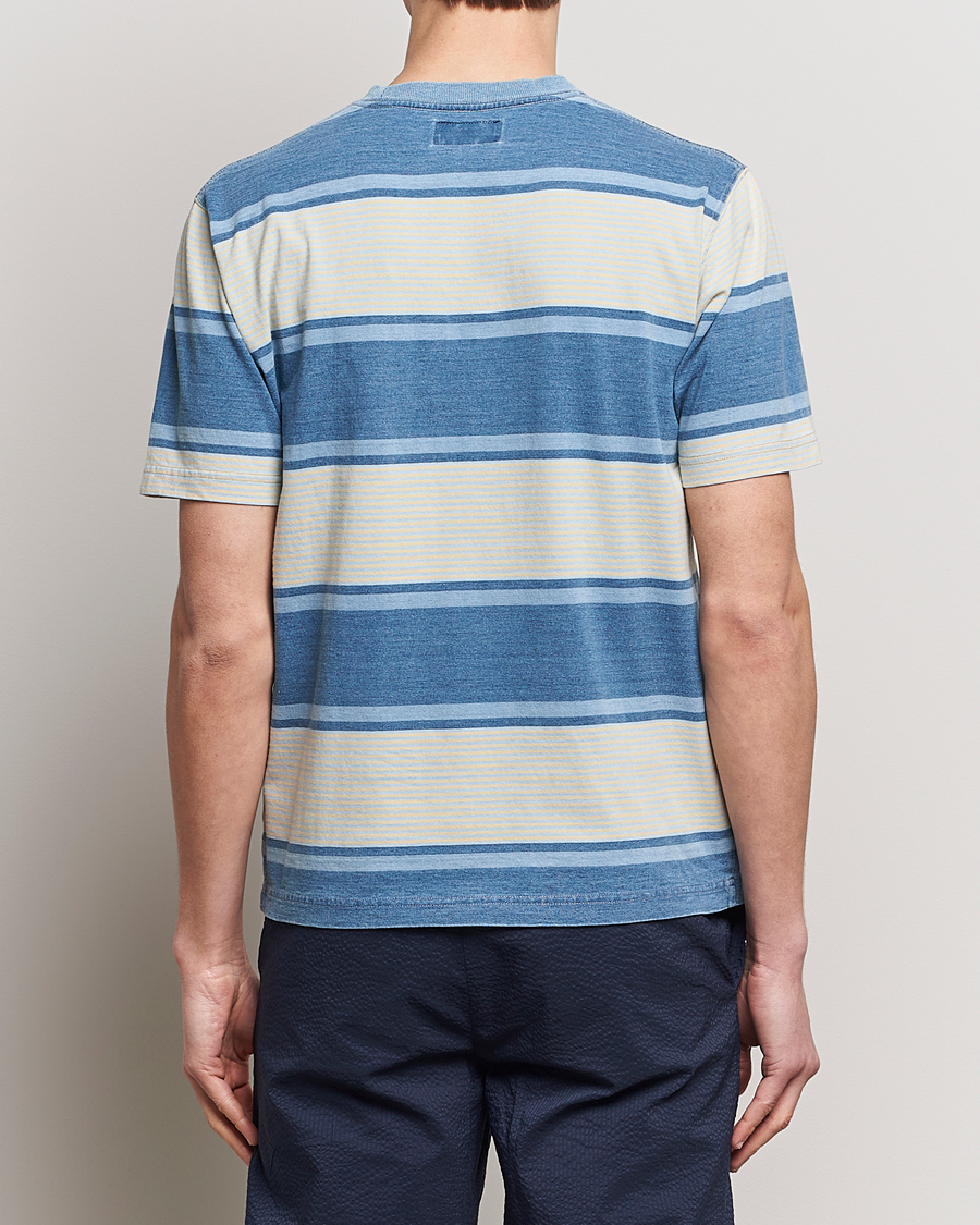 Herr | T-Shirts | BEAMS PLUS | Indigo Dyed Striped T-Shirt Sax Blue