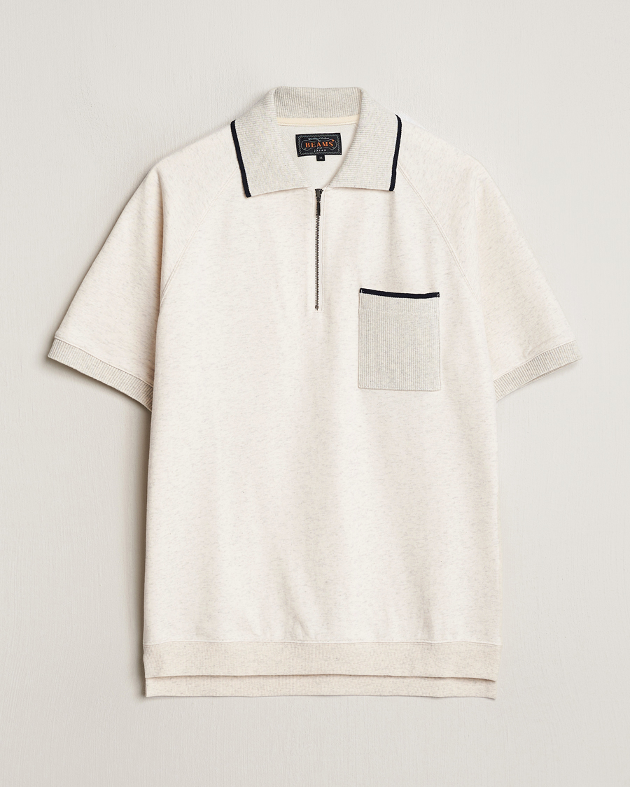 Herr | Pikéer | BEAMS PLUS | Half Zip Light Fleece Polo Oatmeal