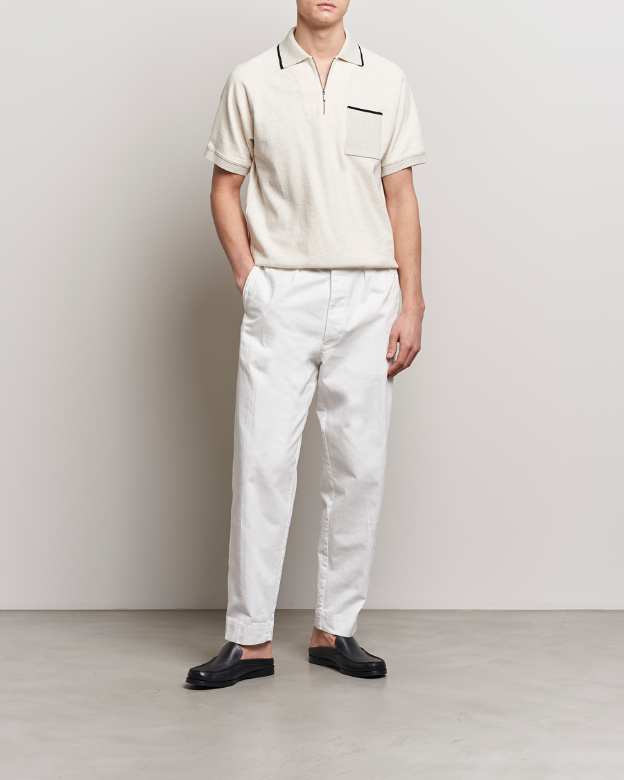 Herr | Pikéer | BEAMS PLUS | Half Zip Light Fleece Polo Oatmeal