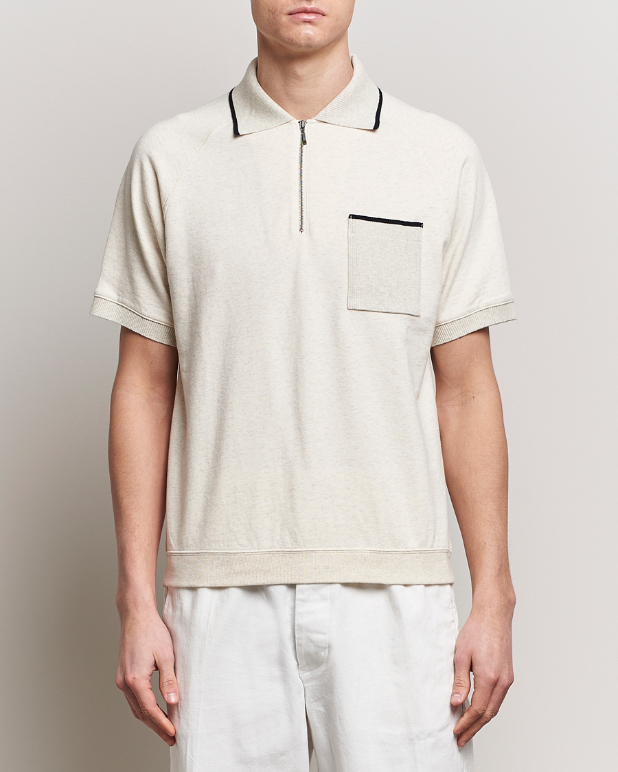 Herr | Pikéer | BEAMS PLUS | Half Zip Light Fleece Polo Oatmeal