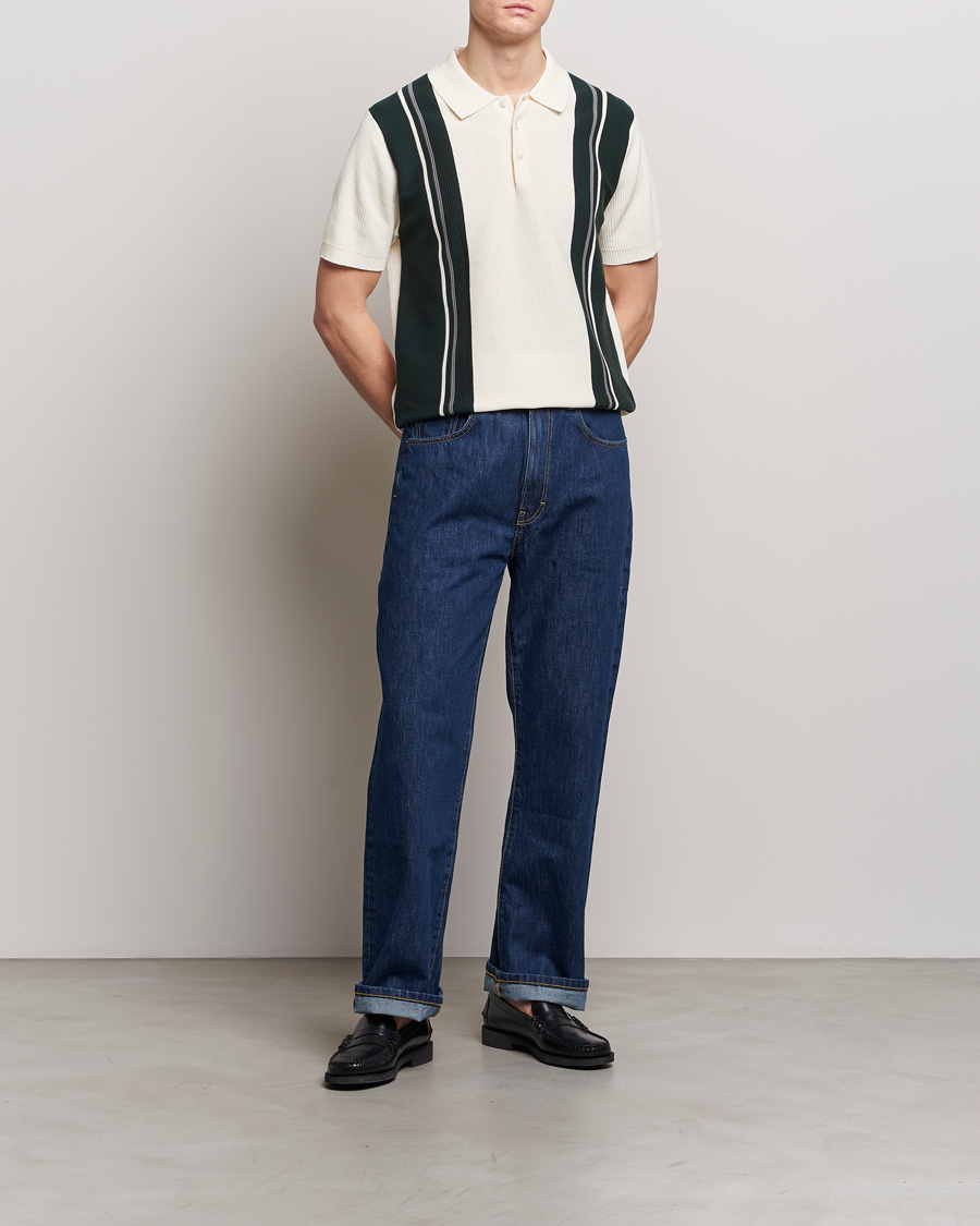 Herr | Pikéer | BEAMS PLUS | Knit Stripe Short Sleeve Polo White/Green