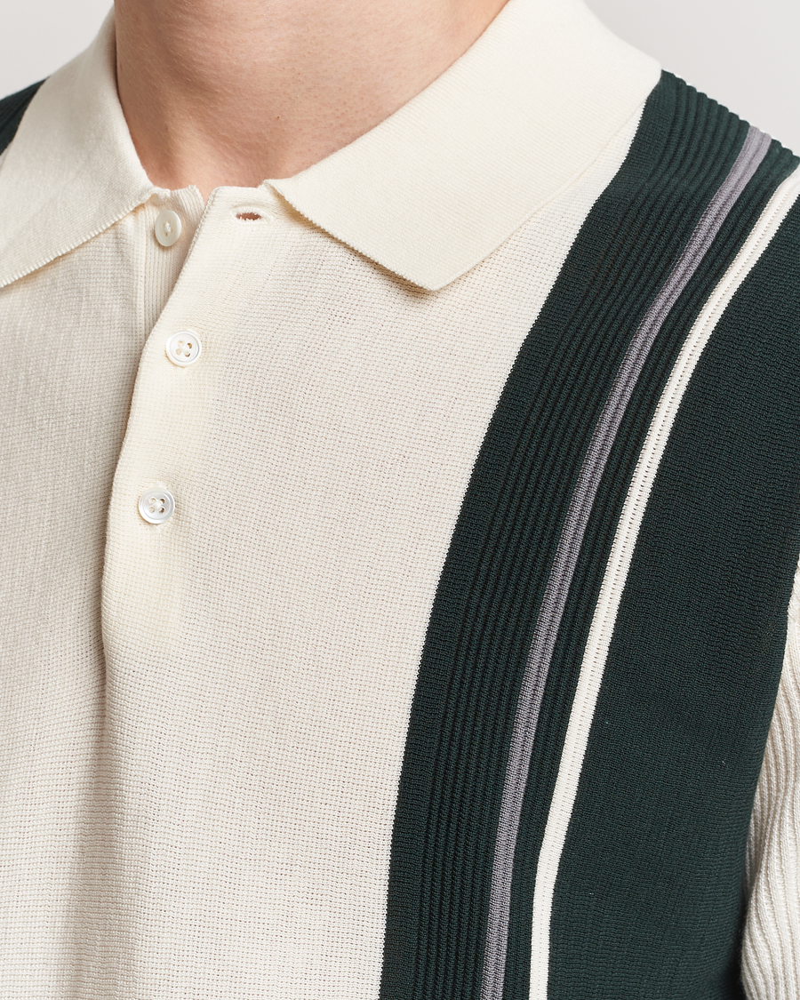 Herr | Pikéer | BEAMS PLUS | Knit Stripe Short Sleeve Polo White/Green