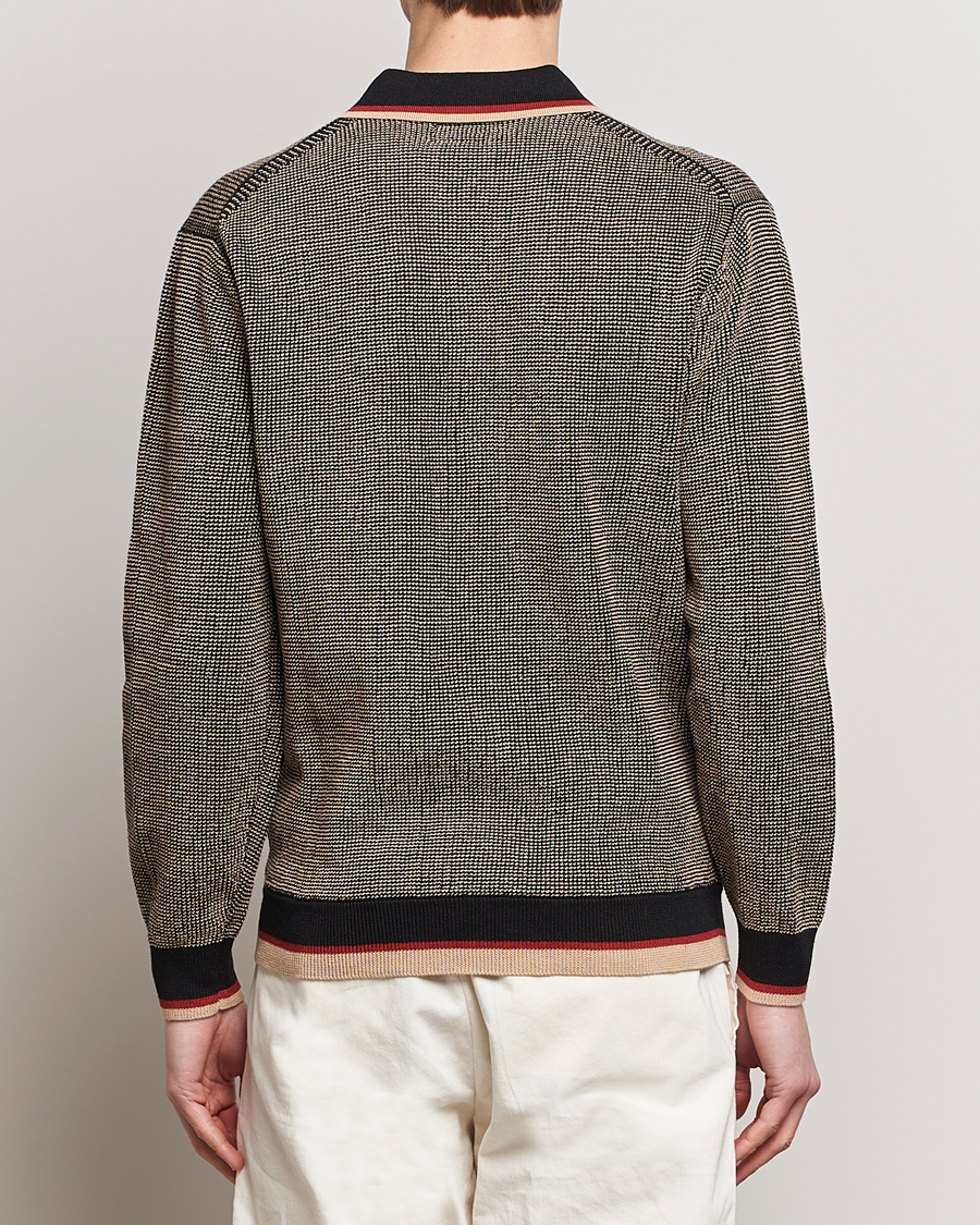 Herr | Tröjor | BEAMS PLUS | Slab Knit Long Sleeve Polo Black