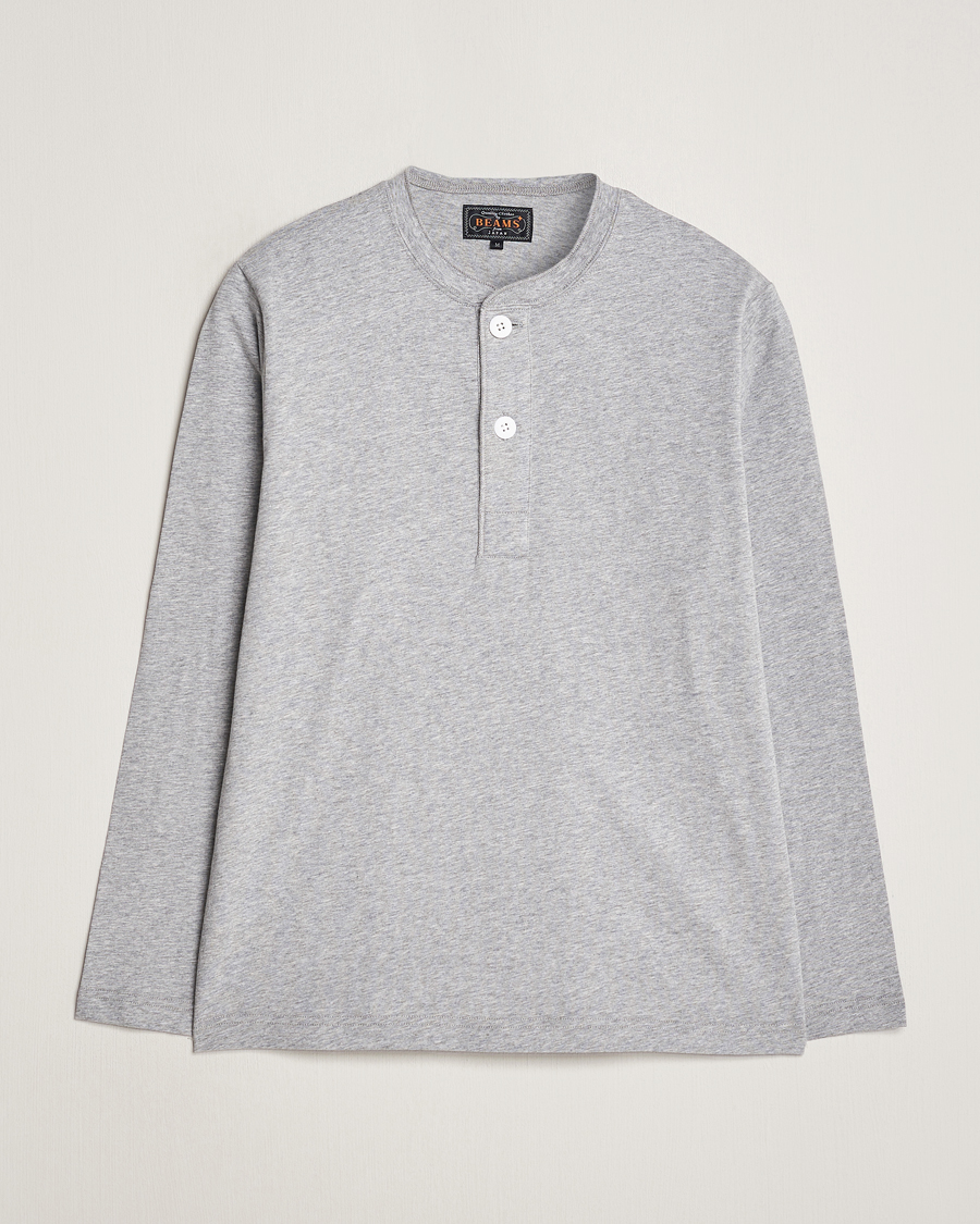 Herr | Tröjor | BEAMS PLUS | Cotton Henley Grey
