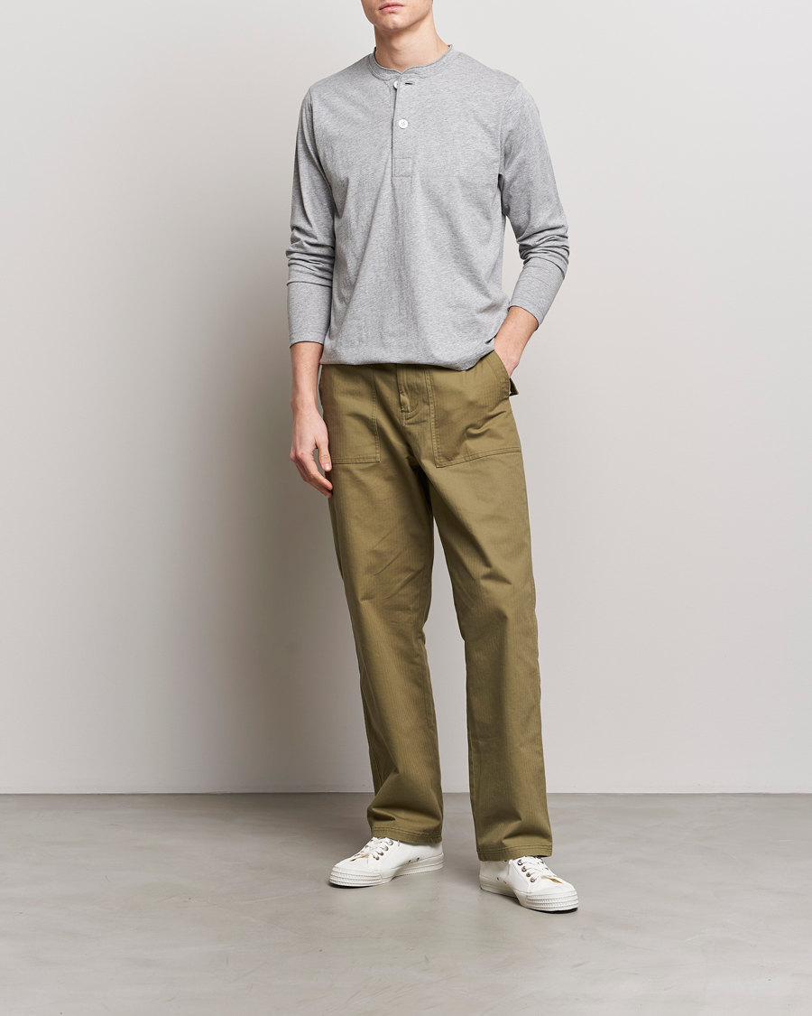 Herr | Tröjor | BEAMS PLUS | Cotton Henley Grey