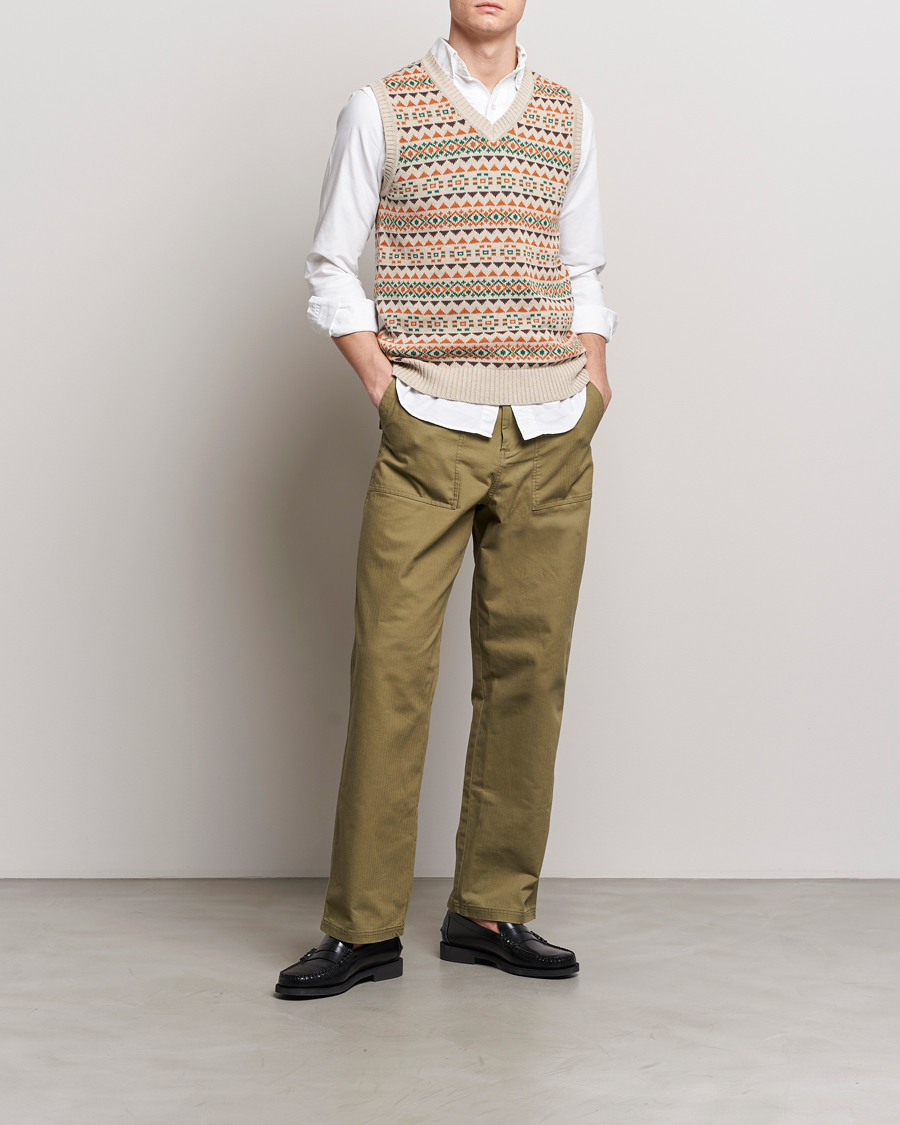 Herr | Tröjor | BEAMS PLUS | Fairisle Knit Vest Beige