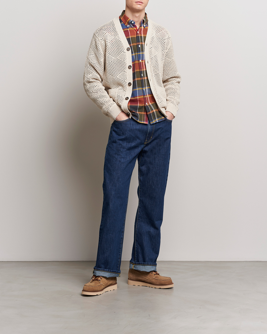 Herr | Tröjor | BEAMS PLUS | Argyle Mesh Cardigan Light Beige