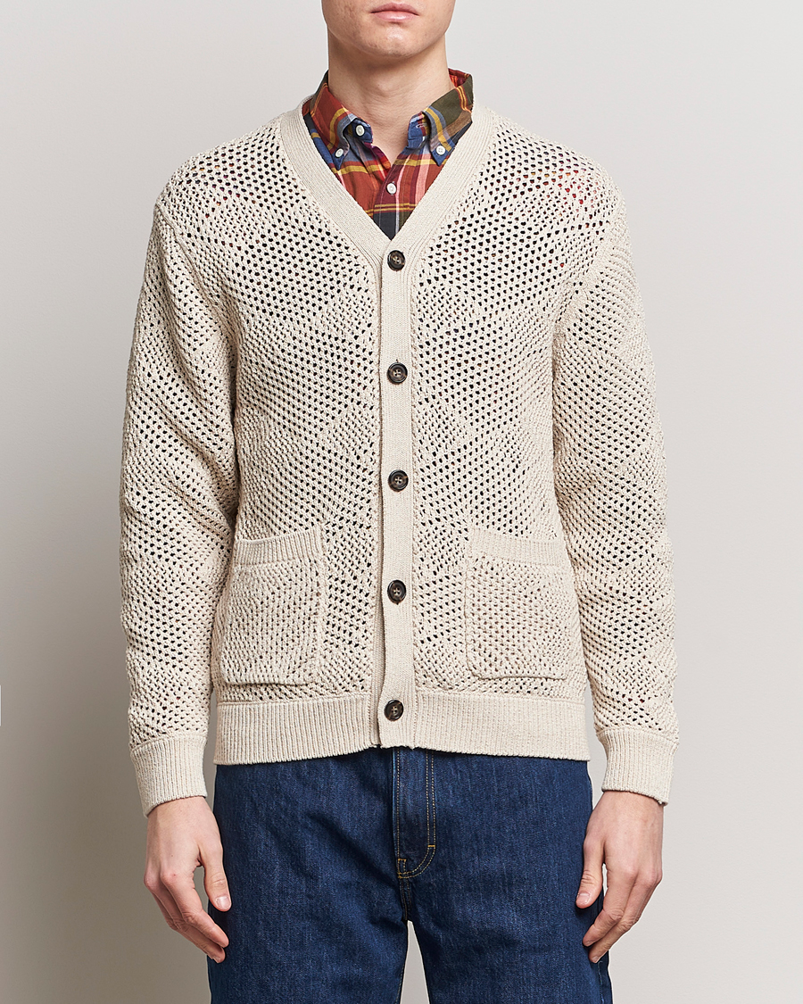 Herr | Realisation | BEAMS PLUS | Argyle Mesh Cardigan Light Beige