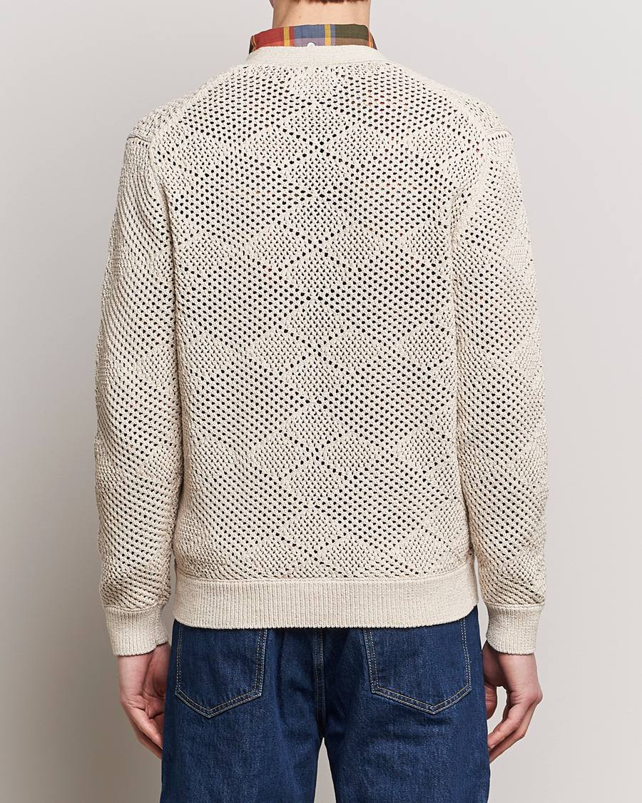 Herr | Tröjor | BEAMS PLUS | Argyle Mesh Cardigan Light Beige