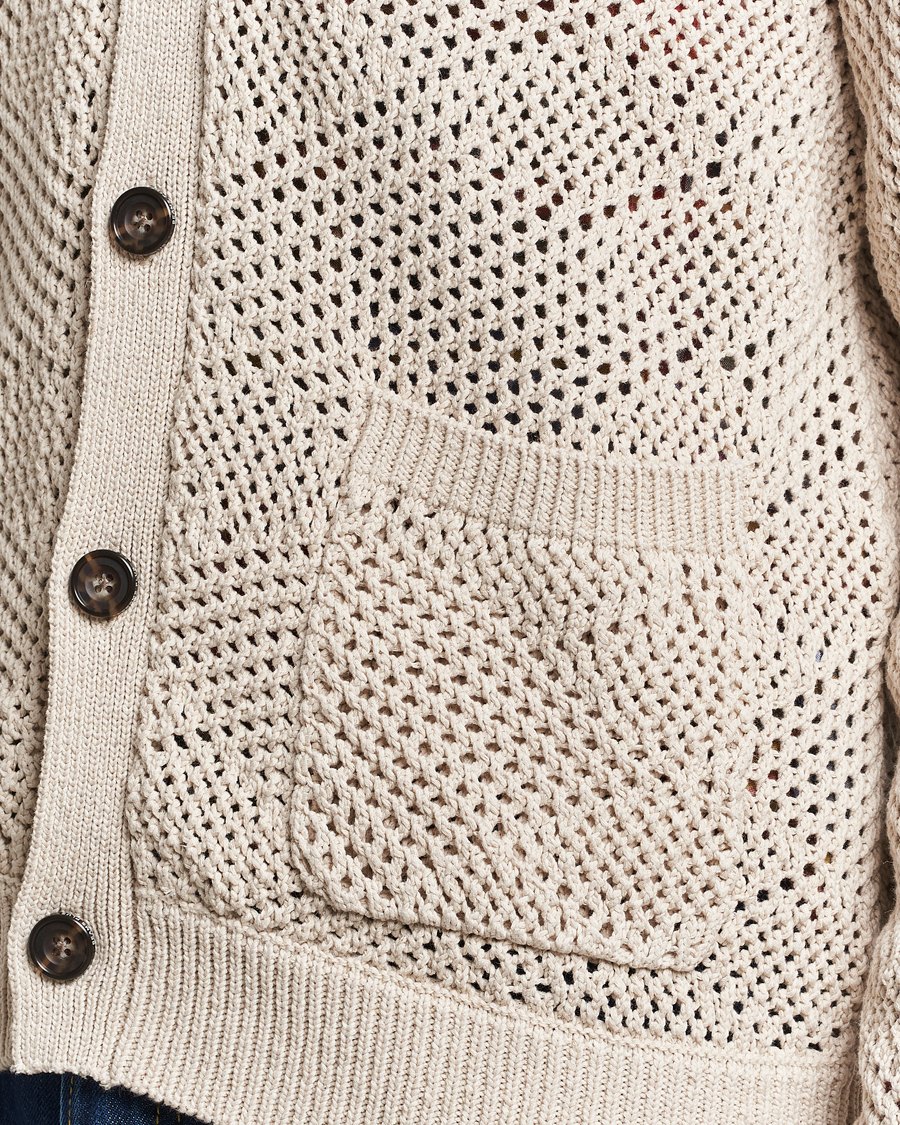 Herr | Tröjor | BEAMS PLUS | Argyle Mesh Cardigan Light Beige