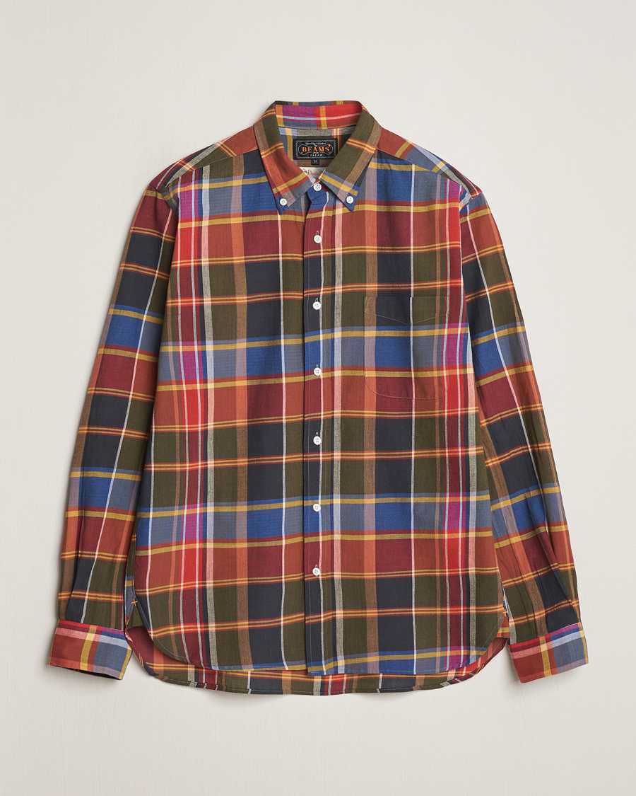 Herr | Skjortor | BEAMS PLUS | Button Down Madras Shirt Red Check