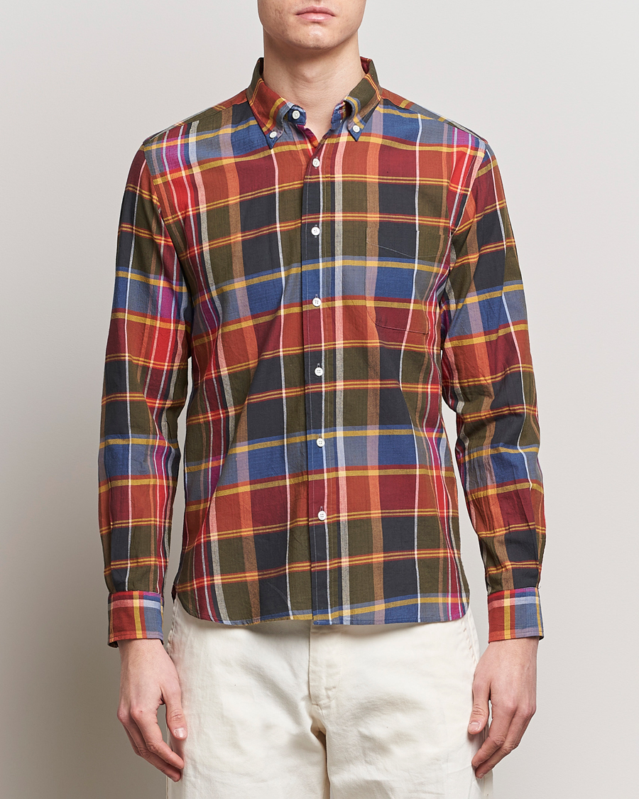 Herr | Kortärmade skjortor | BEAMS PLUS | Button Down Madras Shirt Red Check