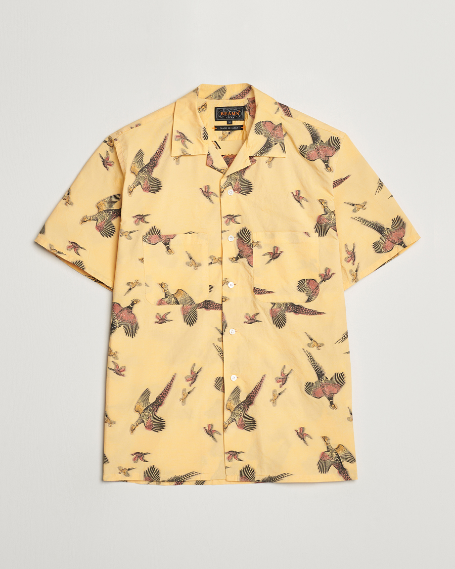 Herr | Skjortor | BEAMS PLUS | Duck Jacquard Camp Collar Shirt Yellow