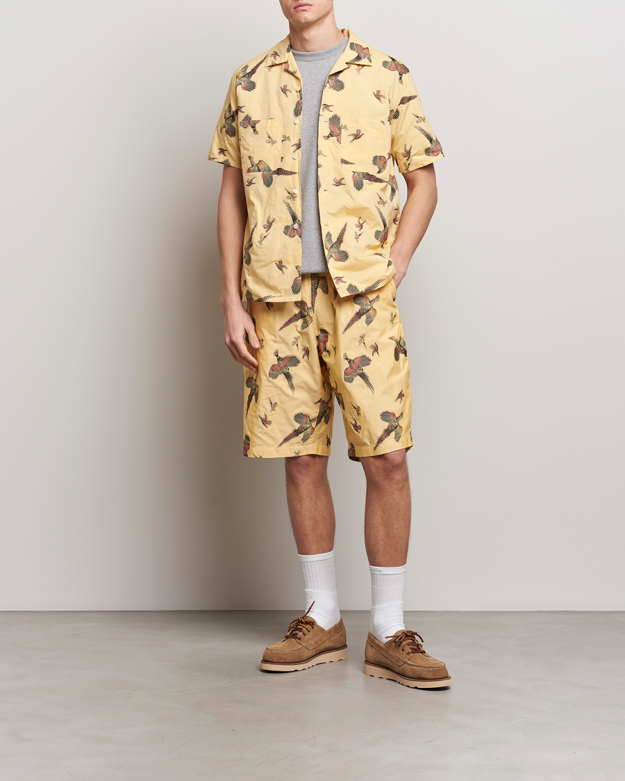 Herr | Skjortor | BEAMS PLUS | Duck Jacquard Camp Collar Shirt Yellow