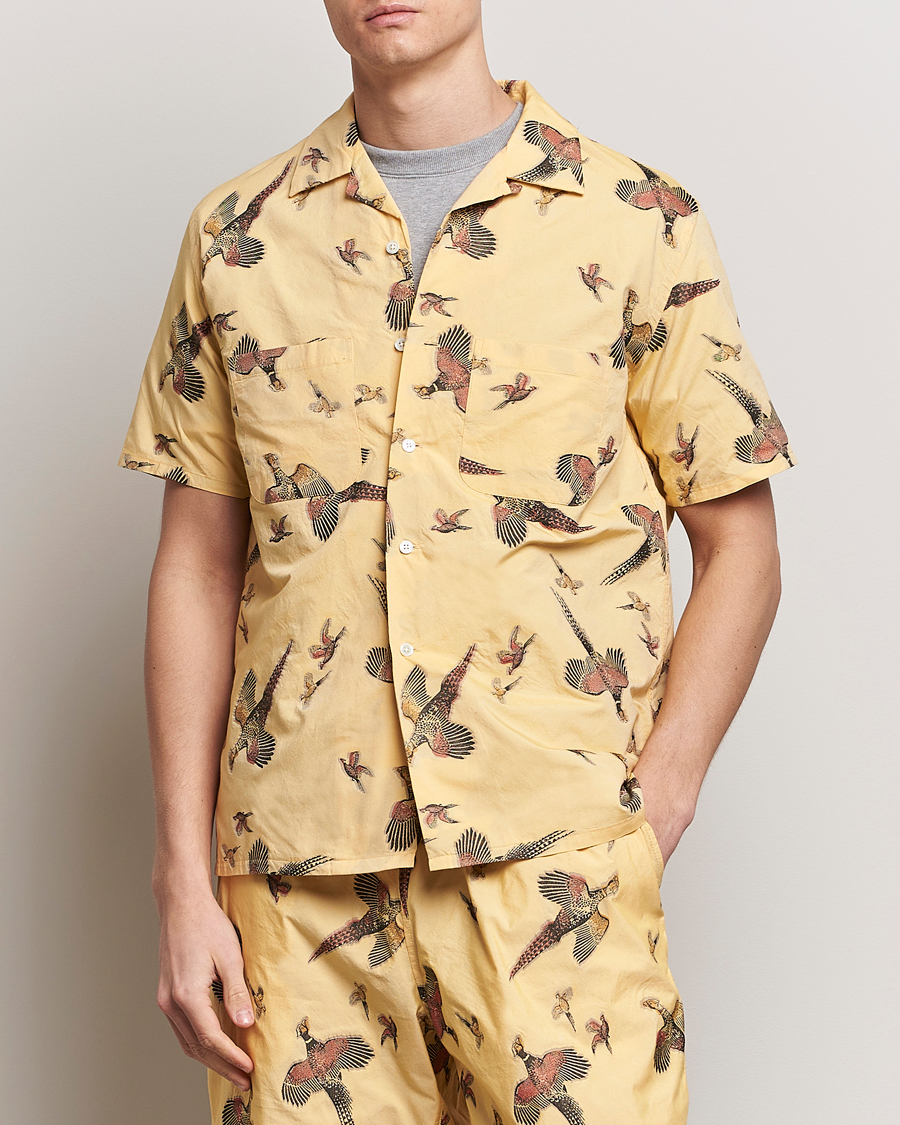Herr | Kortärmade skjortor | BEAMS PLUS | Duck Jacquard Camp Collar Shirt Yellow