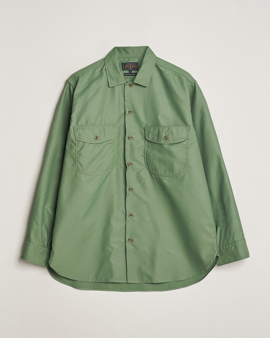 Herr | Skjortor | BEAMS PLUS | Work Micro Nylon Overshirt Olive