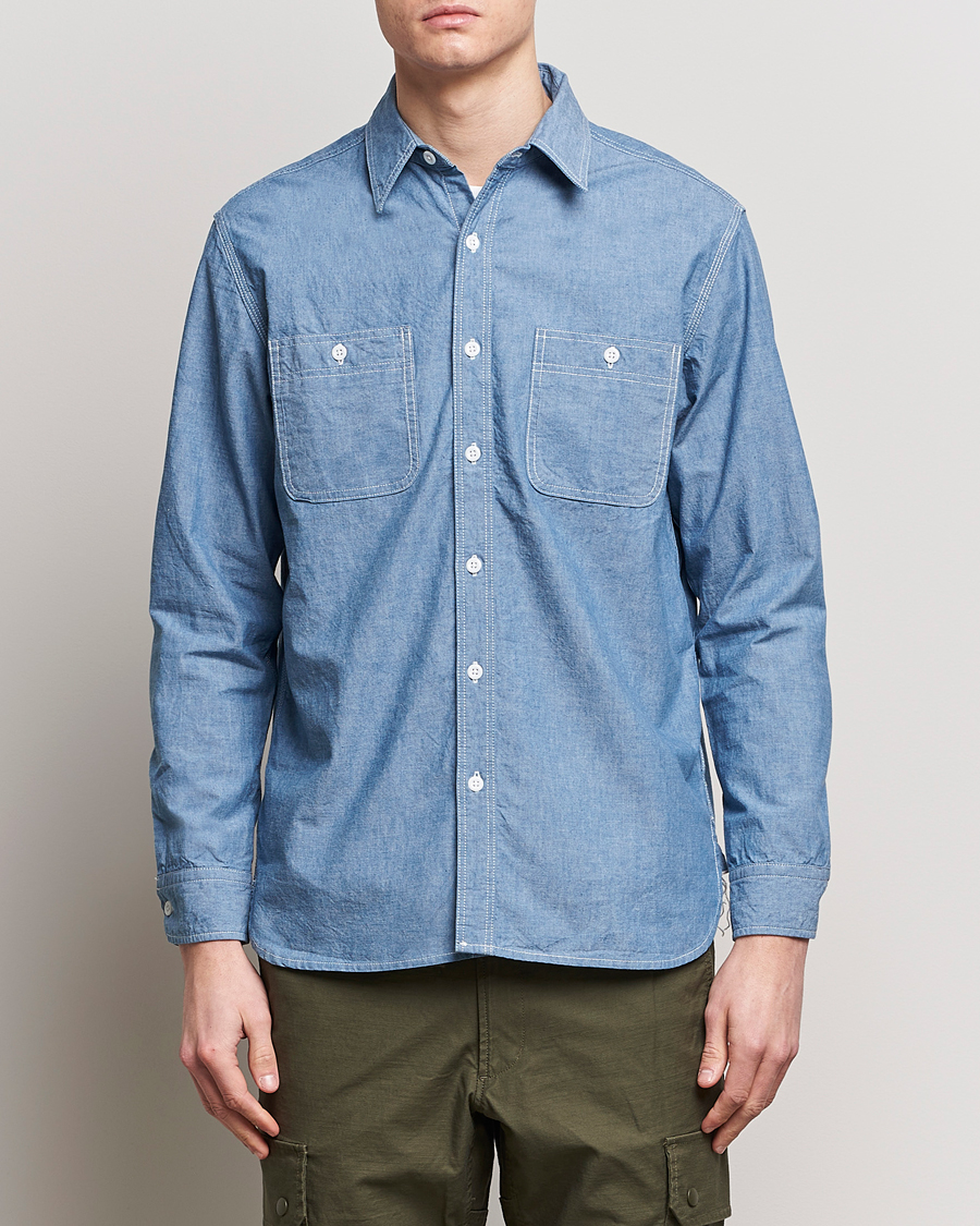 Herre |  | BEAMS PLUS | Work Chambray Overshirt Light Blue