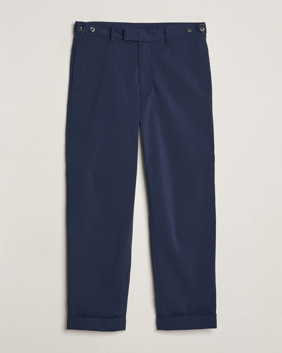 Herr | Byxor | BEAMS PLUS | Seersucker Ivy Trousers Navy