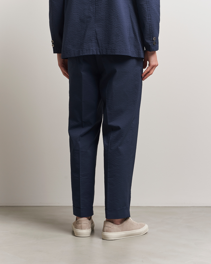 Herr | Byxor | BEAMS PLUS | Seersucker Ivy Trousers Navy